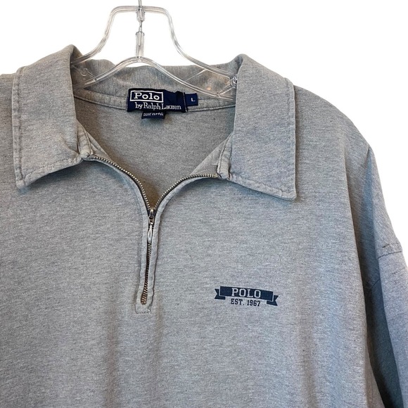 Polo Ralph Lauren Other - VTG Polo Ralph Lauren 1/4 Zip Unique 90s Shirt Men Large Gray Cotton USA SS READ